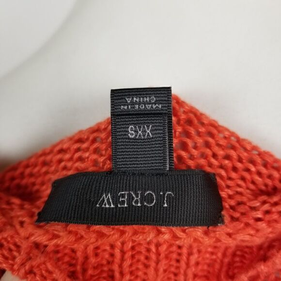 J. Crew Womens Size XXS Orange Linen Textured Beach Sweater Hi Low Hem - Picture 5 of 6